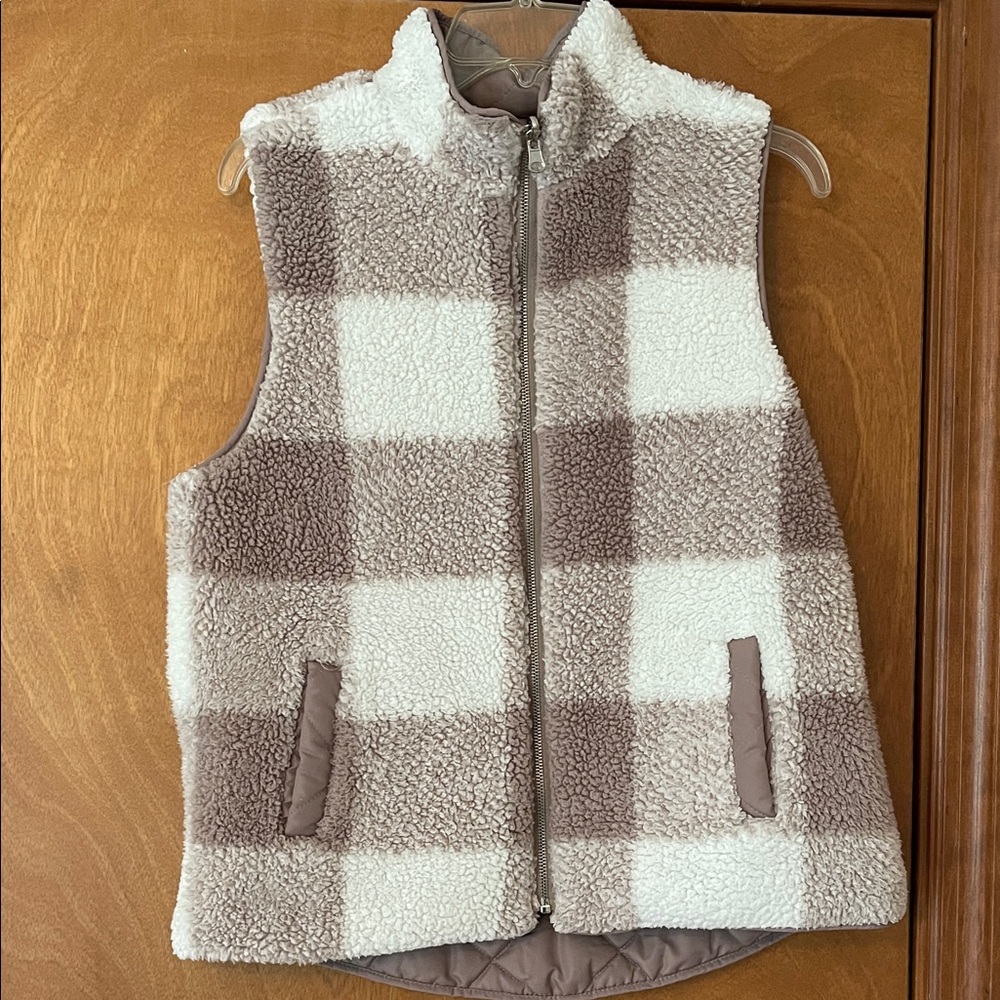 Cozy reversible vest - Checkered / blushed pink puffer Vest